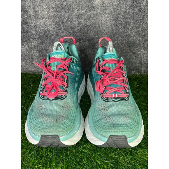 HOKA One One Bondi 6 Women’s Running Shoes Size 8 Teal Pink - Picture 2 of 8